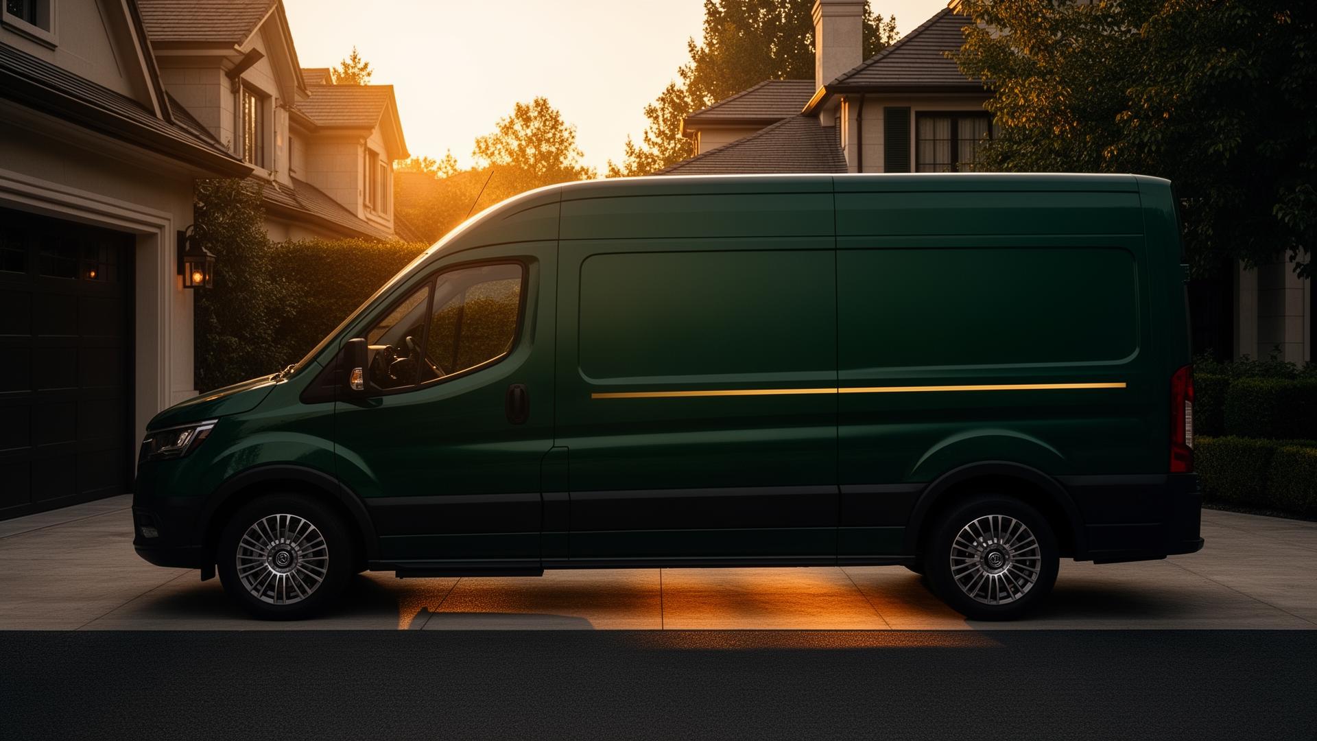 OmniPrime mobile service van parked in a driveway at golden hour